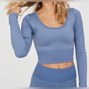 💎 Aerie Offline Sidewalk Seamless Ribbed Crop Top Blue